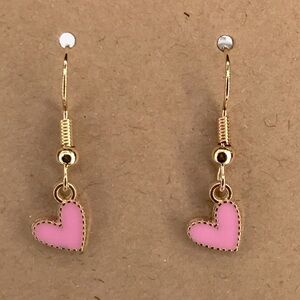 18k Gold Platted Petite Heart Dangle Earrings